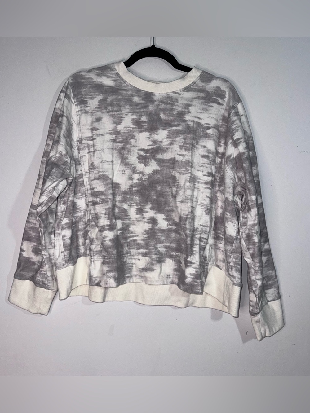 Athleta Tie Dye Sweatshirt Gray White Crewneck Pullover Soft Stretch Women’s 1X